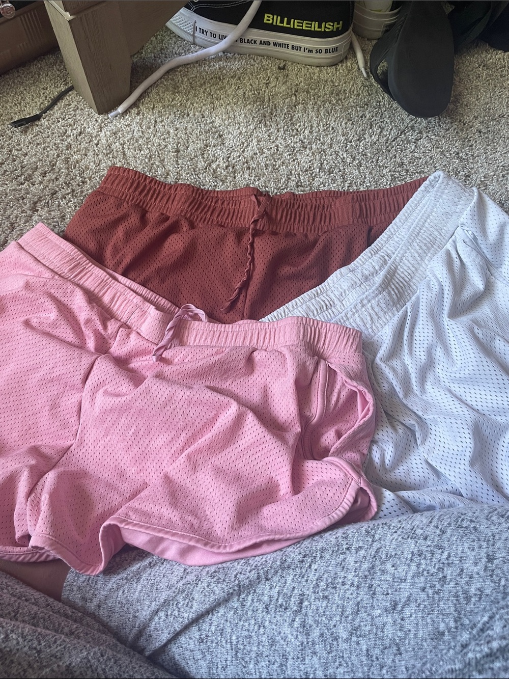 Old Navy Women's Mesh Shorts Trio in Pink, Rust, and White